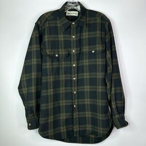 Gander Mountain Black Green Long Sleeve Button Down Shirt Size Medium